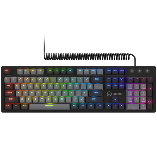LORGAR Azar 514, Wired mechanical gaming keyboard, RGB backlight, keys number: 104, 50M clicks, linear dream switches, spring cable up to 3.4m, EN layout 