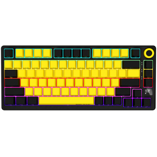 LORGAR KBP7075W, Wireless 75% Mechanical Gaming Keyboard Pro, Black/yellow, EN layout 