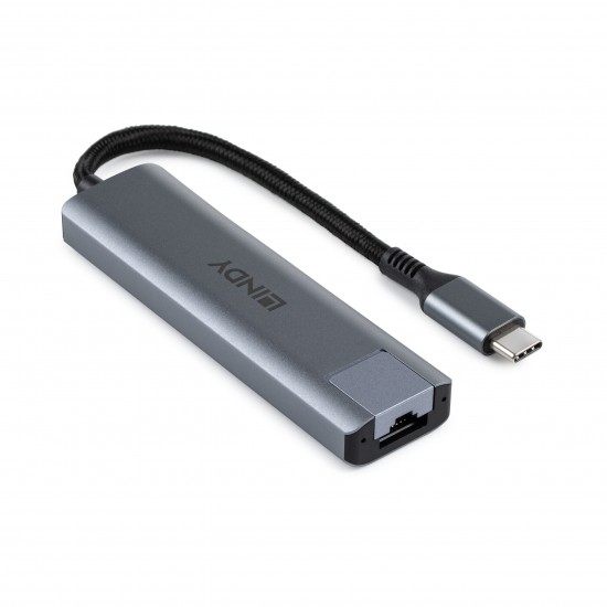 Hub Lindy USB3.2 Gigabit Ethernet, gri Hub Lindy USB3.2 Gigabit Ethernet, gri