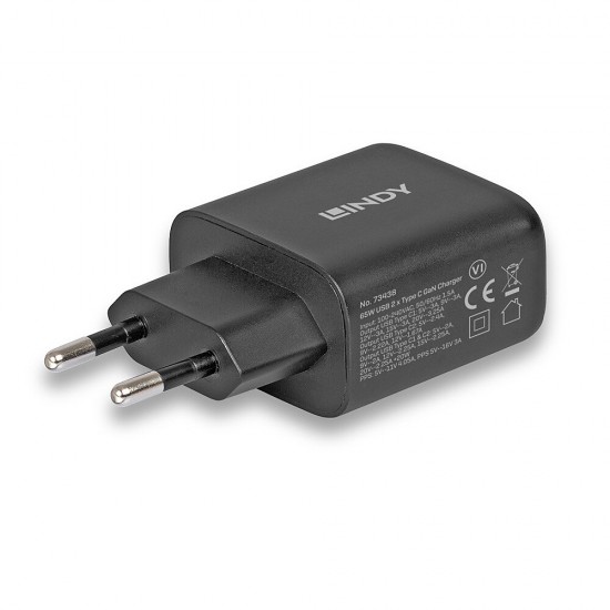 Incarcator Lindy 2x USB Type-C GaN 65W Incarcator Lindy 2x USB Type-C GaN 65W