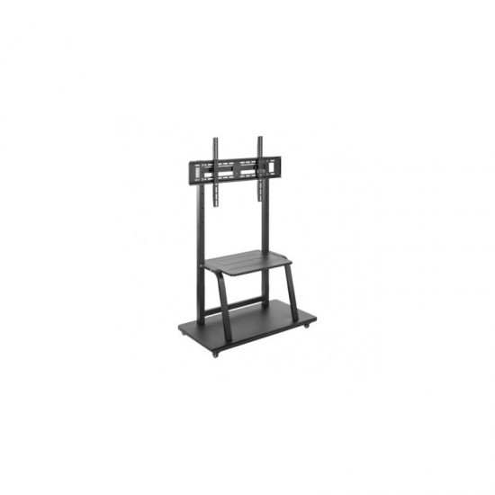 Stand TV pentru prezentare, Heavy-Duty, mobil pe roti, raft dispozitive multimedia, 37-100 inch(94cm-254cm), reglabil inaltime, capacitate sustinere 150KG, Negru, Nexio 