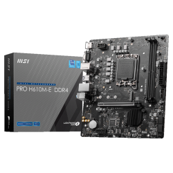 MSI PRO H610M-E DDR4, Micro-ATX, Socket 1700, Dual Channel DDR4 3200(OC)MHz, 1x PCIe x16 slots, 1x M.2 slots, 1x HDMI, 1 x VGA, 2x USB 3.2 Gen 1, 4x USB 2.0, 3Y 