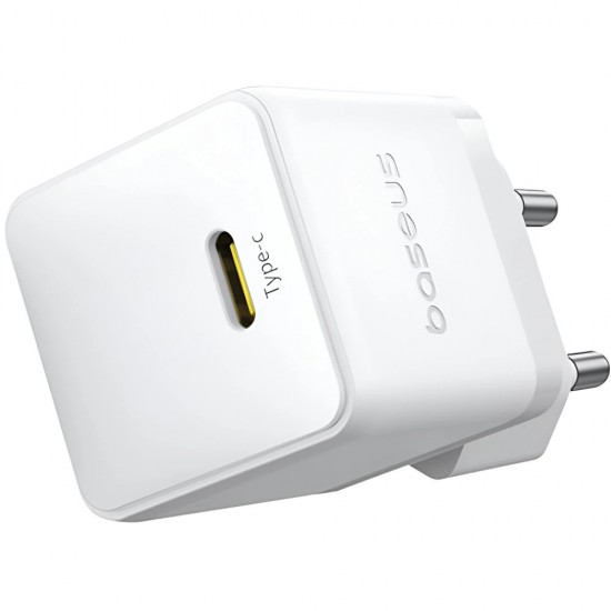 INCARCATOR retea Baseus Palm, Quick Charge 20W, 1 x USB Type-C 5V/3.0A, include cablu USB Type-C la USB Type-C 1m, alb INCARCATOR retea Baseus Palm, Quick Charge 20W, 1 x USB Type-C 5V/3.0A, include cablu USB Type-C la USB Type-C 1m, alb