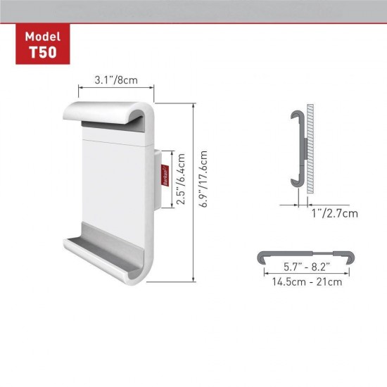 SUPORT de perete BARKAN, pt 1 TV/monitor plat, diag. max 7 inch, rotatie, max tablete, 
