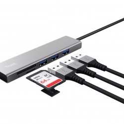 Halyx Fast USB-C & Card Reader, 3-port Hub 