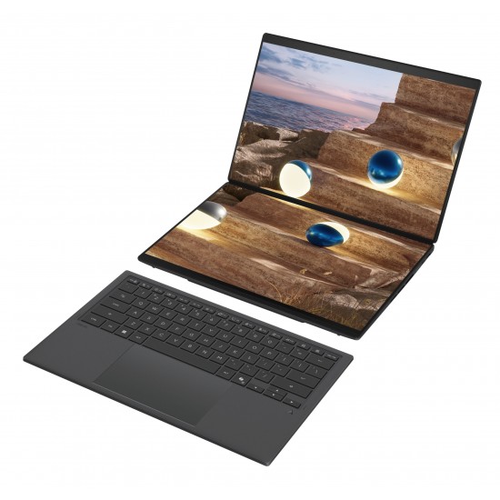 14 Zenbook DUO UX8407AA, 3K OLED 144Hz Touch, Procesor Intel® CoreTM Ultra X9 388H (18M Cache, up to 5.10 GHz), 32GB LPDDR5X, 1TB SSD, Intel Arc B390, Win 11 Pro, Moher Gray 